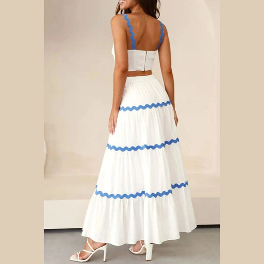 Contrast Trim Cami and Maxi Skirt Set