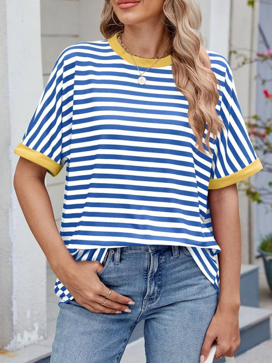 Lagoon Striped Round Neck Half Sleeve T-Shirt
