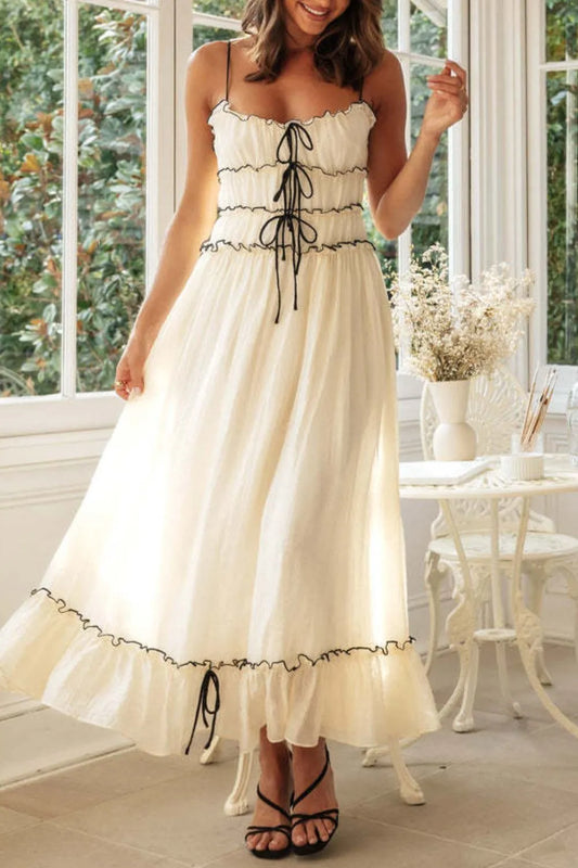 Penny Frill Tied Front Midi Cami Dress