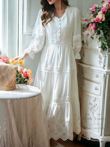 Annie's Eyelet Lace White Dress, Cotton