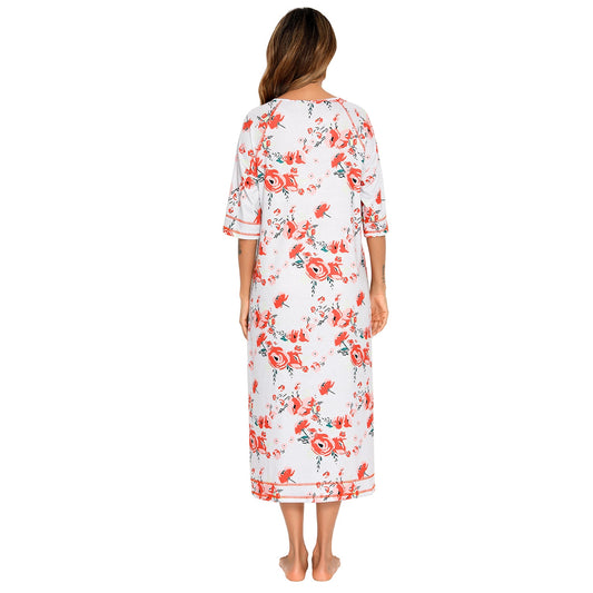 Printed Slit Night Dress with Pockets