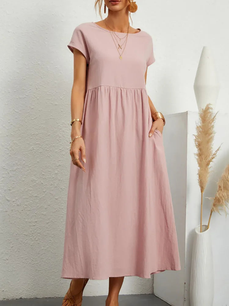 chinese dress ladies Pink Cotton Patchwork Maxi Dress - All Dresses main image 1