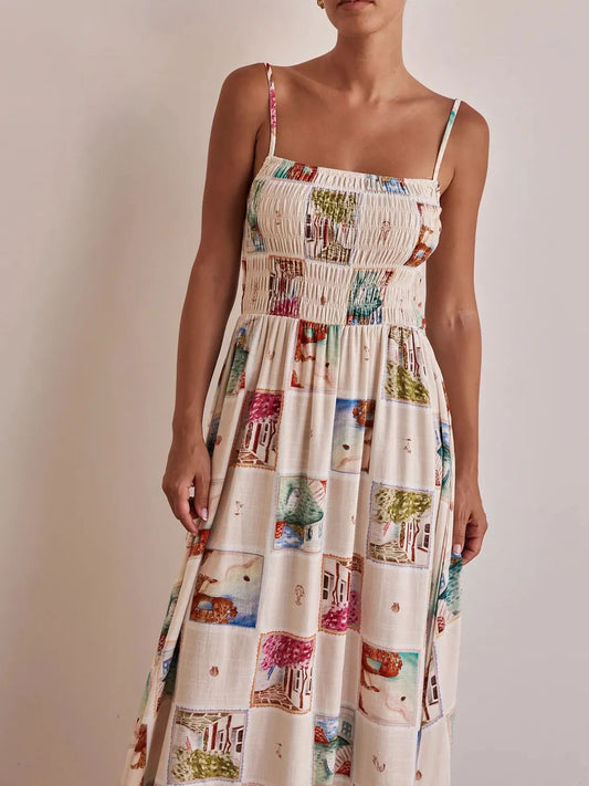 Smocked Square Neck Cami Dress