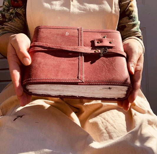 Cottagecore Watercolor Leather Journal 8x10 - Modestly Yours