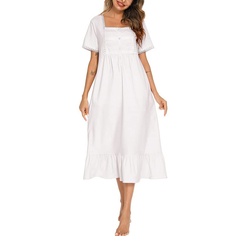 Victoria Sweet Embroidered Nightgown, Short Sleeve, S-L – Modestly Yours