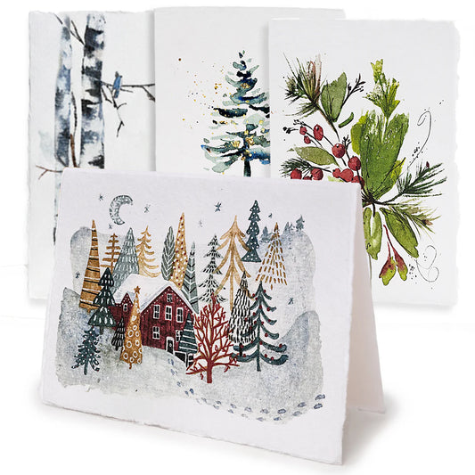Winter’s Dream, Handmade Deckle-Edge Holiday Cards & Envelopes 20 pack