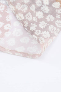 Apricot Boho Flower Print Smocked Waist Button Slit Maxi Skirt-16