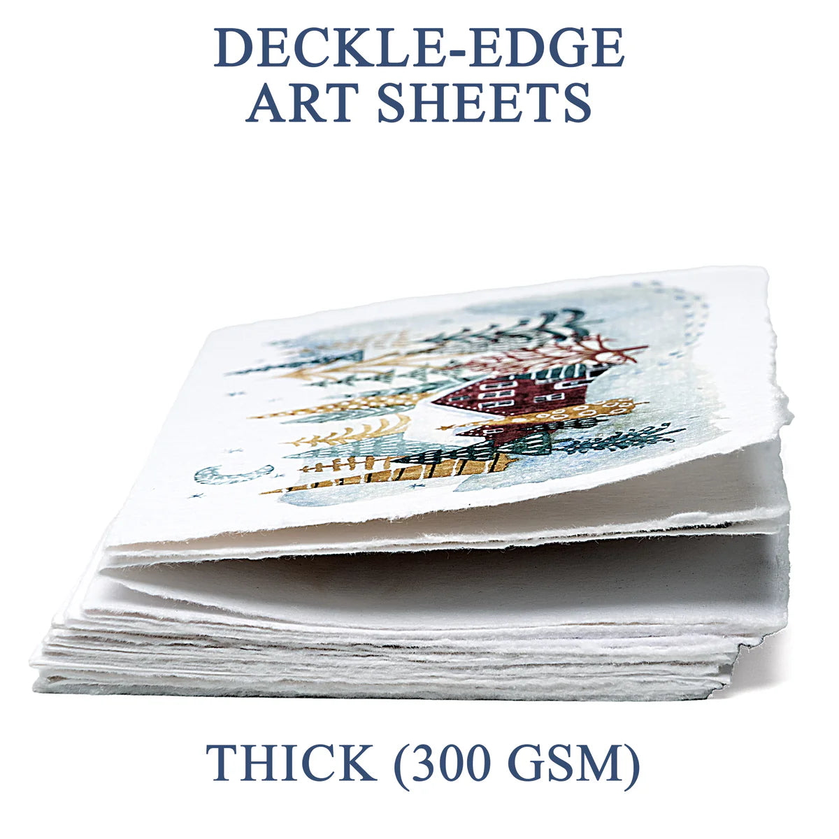 Winter’s Dream, Handmade Deckle-Edge Holiday Cards & Envelopes 20 pack