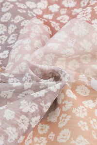 Apricot Boho Flower Print Smocked Waist Button Slit Maxi Skirt-17