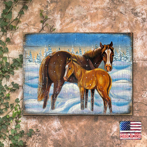 Horses Art Wooden Wall Art by Nature Wonders | Nature Wildlife Décor  - 95218B-1