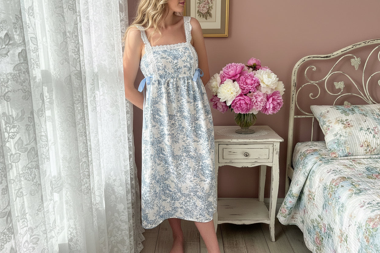 Cottage Blue Toile Divine Sleepwear, Limited Edition