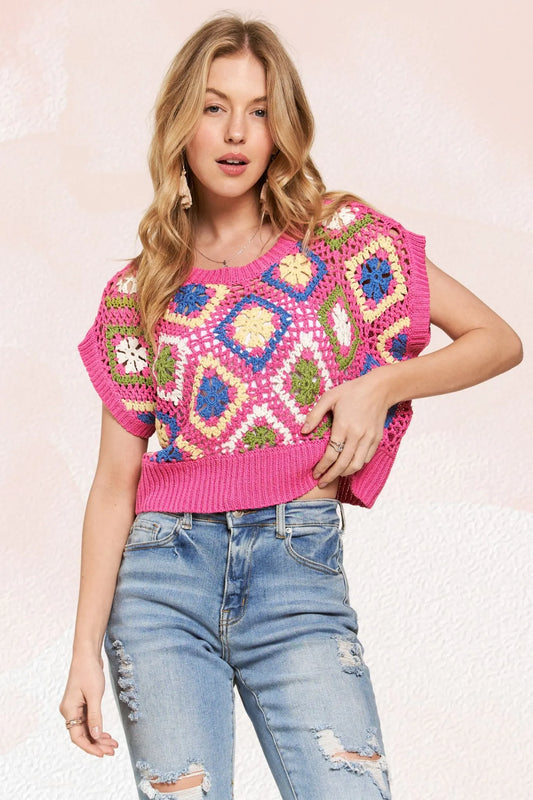 ADORA Multicolor Crochet Top