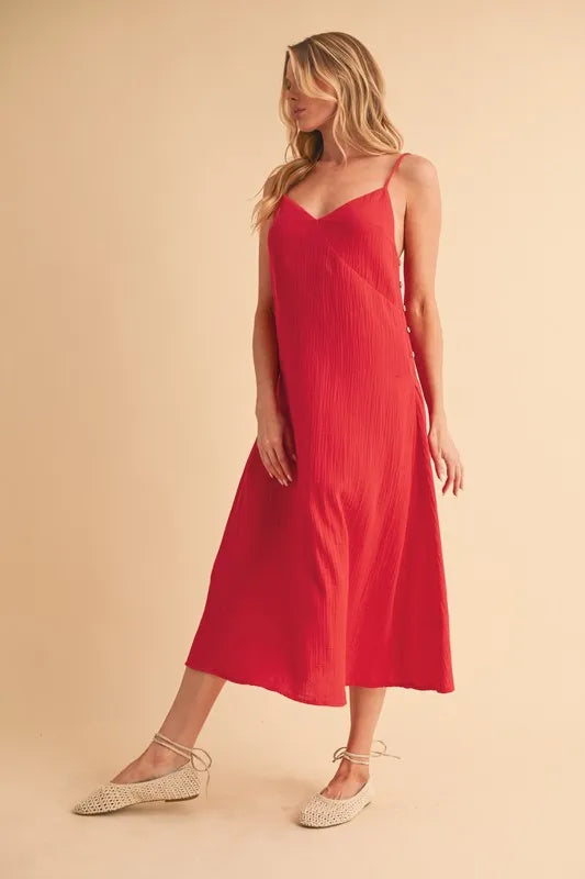 Aemi+Co Side Button Midi Cami Dress