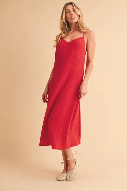 Aemi+Co Side Button Midi Cami Dress