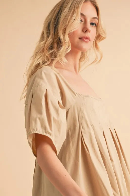 Aemi + Co Square Neck Babydoll Dress with Pockets