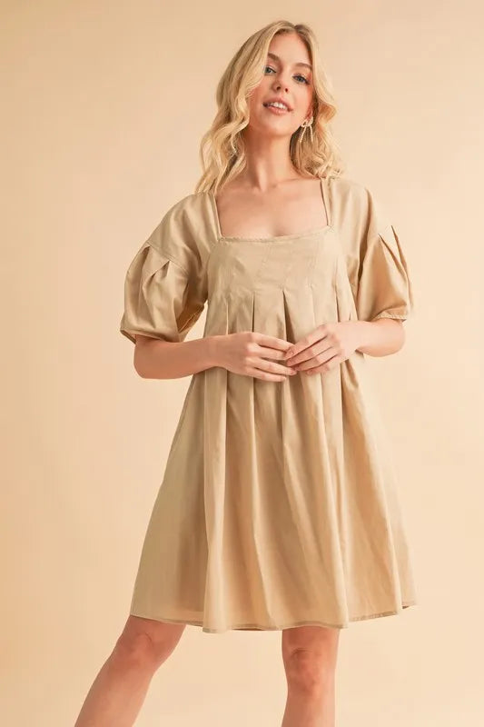 Aemi + Co Square Neck Babydoll Dress with Pockets
