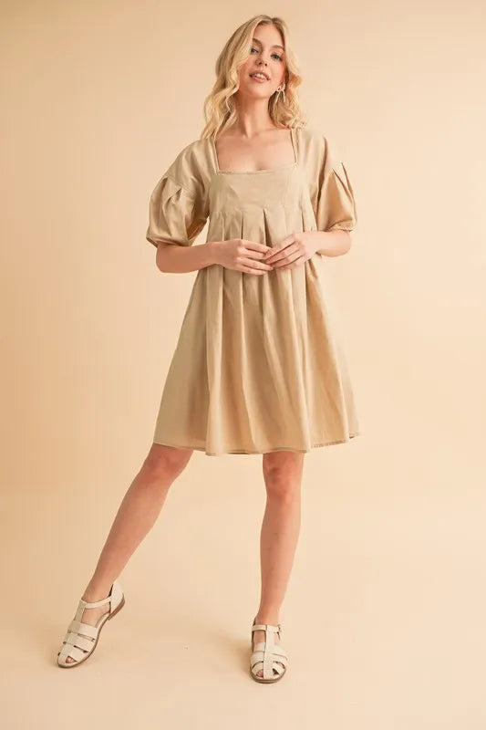 Aemi + Co Square Neck Babydoll Dress with Pockets