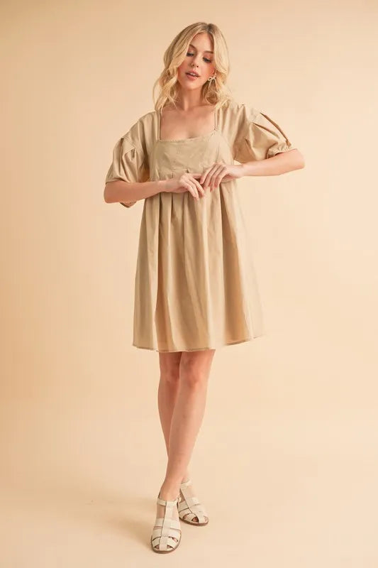 Aemi + Co Square Neck Babydoll Dress with Pockets