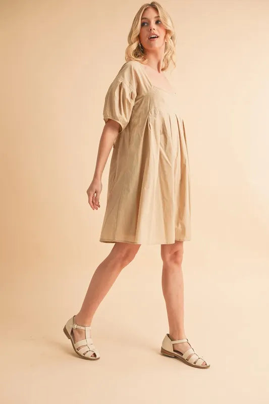 Aemi + Co Square Neck Babydoll Dress with Pockets