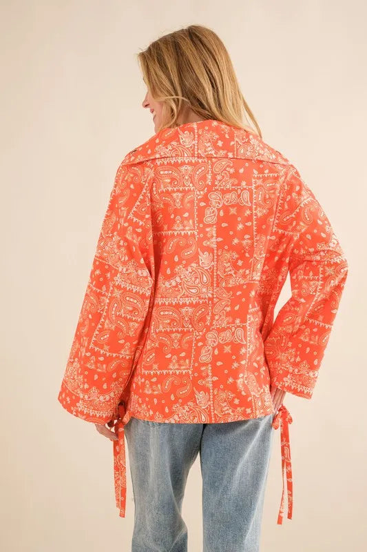 And The Why Bandana Pattern Lace Up Detailed Windbreaker
