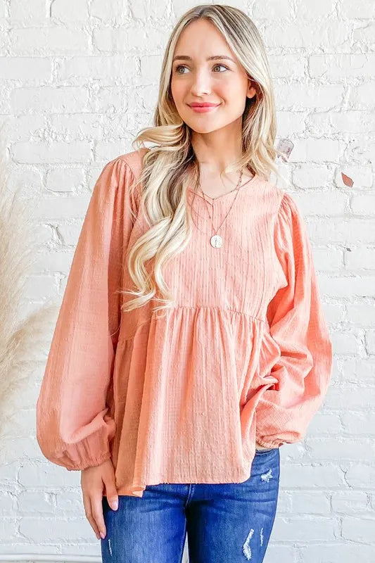And The Why Textured V Neck Blouse Top