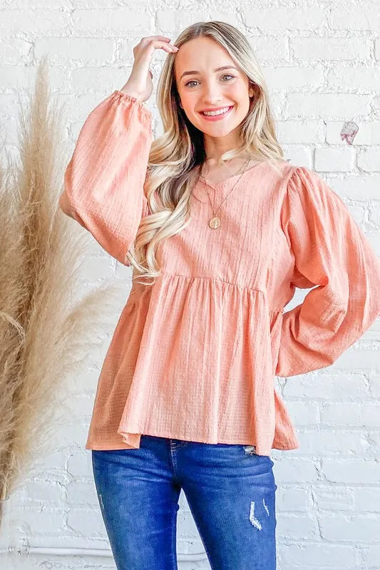 And The Why Textured V Neck Blouse Top