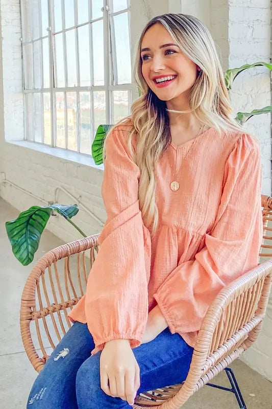 And The Why Textured V Neck Blouse Top