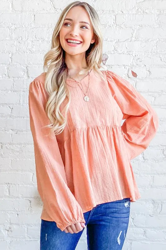 And The Why Textured V Neck Blouse Top