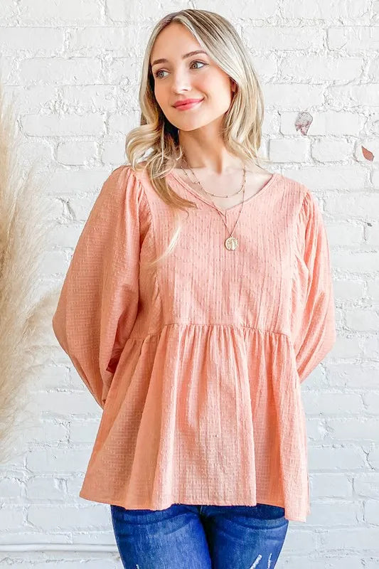 And The Why Textured V Neck Blouse Top