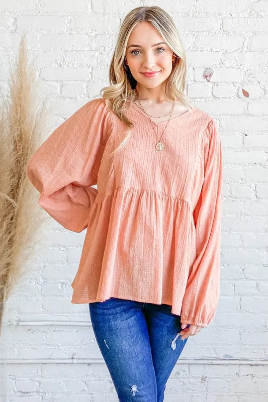 And The Why Textured V Neck Blouse Top
