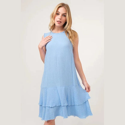 And The Why Washed Fringe Detail Tiered Dress