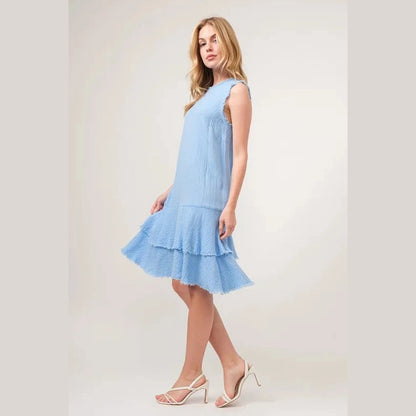 And The Why Washed Fringe Detail Tiered Dress