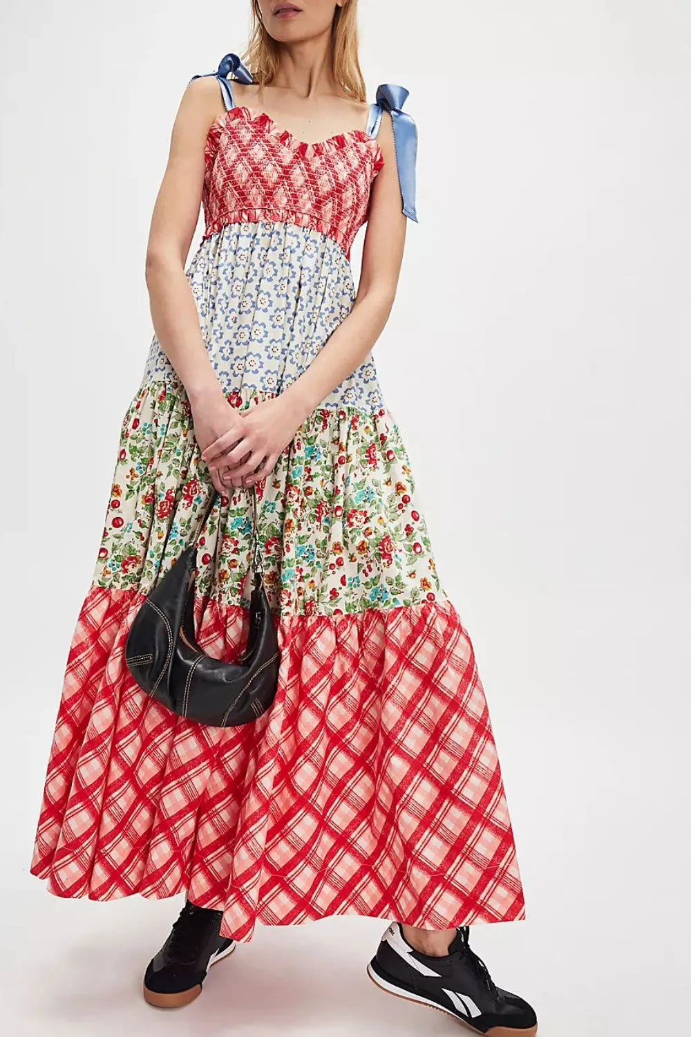 Boho Dream, Printed V-Neck Tie Shoulder Cami Dress