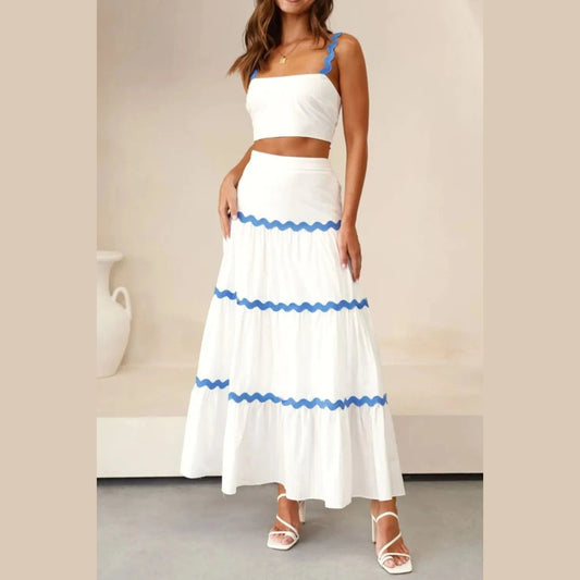 Contrast Trim Cami and Maxi Skirt Set