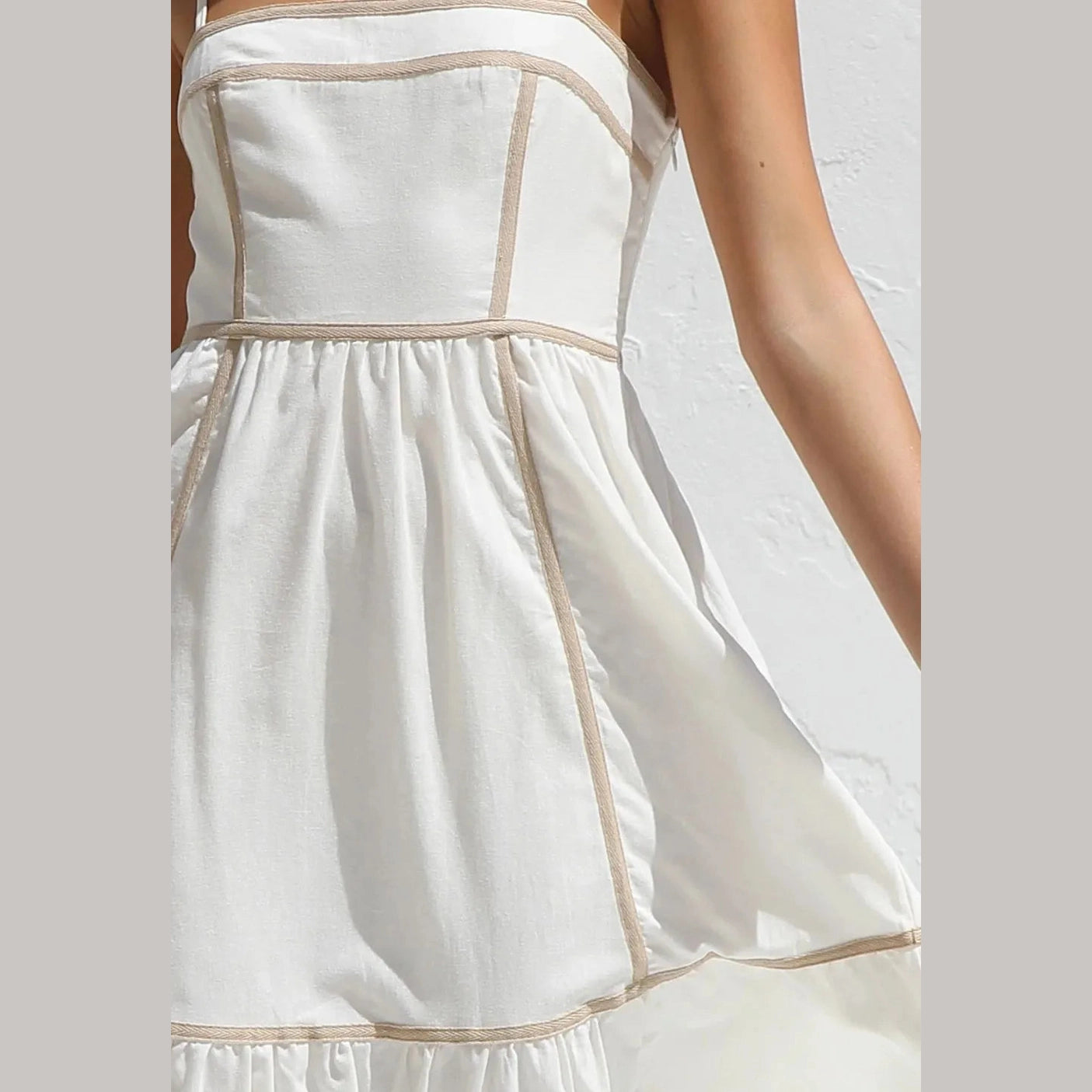 Contrast Trim Square Neck Midi Cami Dress