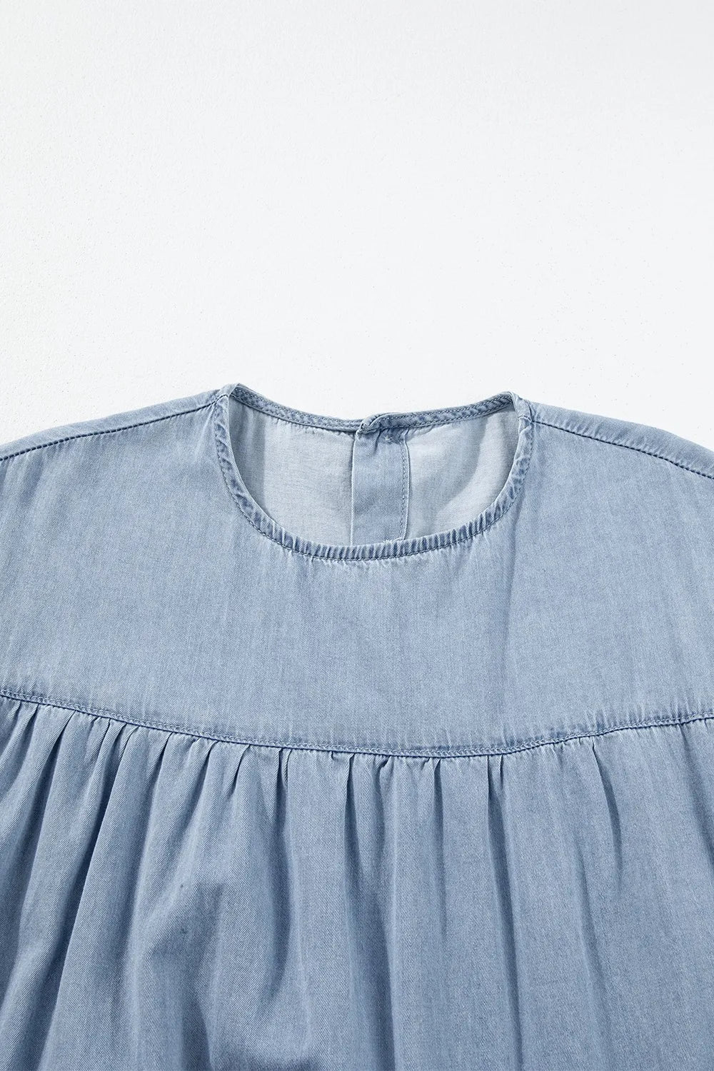 Cottagecore Jenny, Ruffle Cap Sleeve Tiered A-line Denim Dress