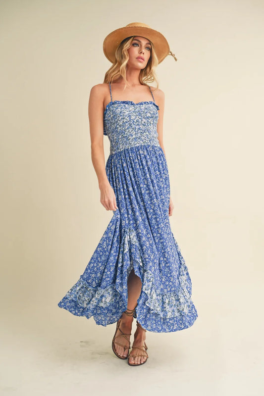 Daisy Floral Ruffled Hem Maxi Cami Dress