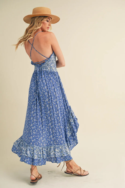 Daisy Floral Ruffled Hem Maxi Cami Dress