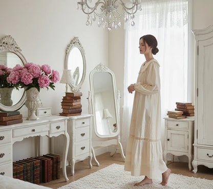 Diana 100% Cotton Full Sleeves Sleepwear Vintage Apricot Long