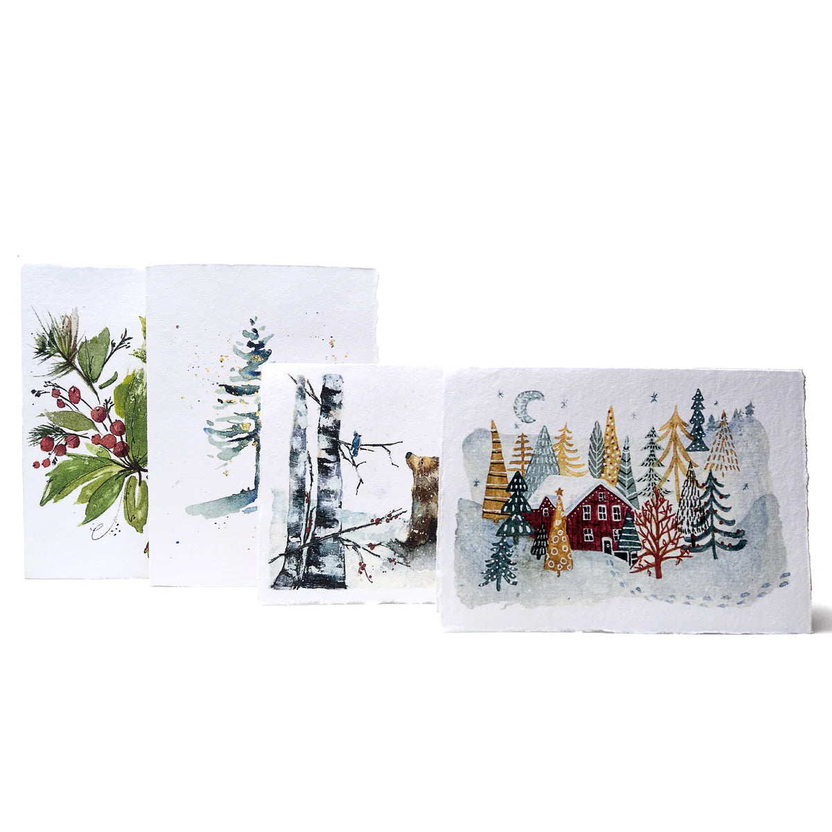 Winter’s Dream, Handmade Deckle-Edge Holiday Cards & Envelopes 20 pack
