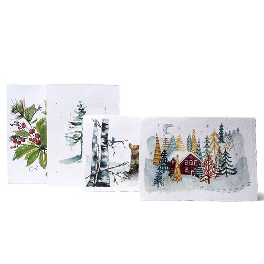 Winter’s Dream, Handmade Deckle-Edge Holiday Cards & Envelopes 20 pack