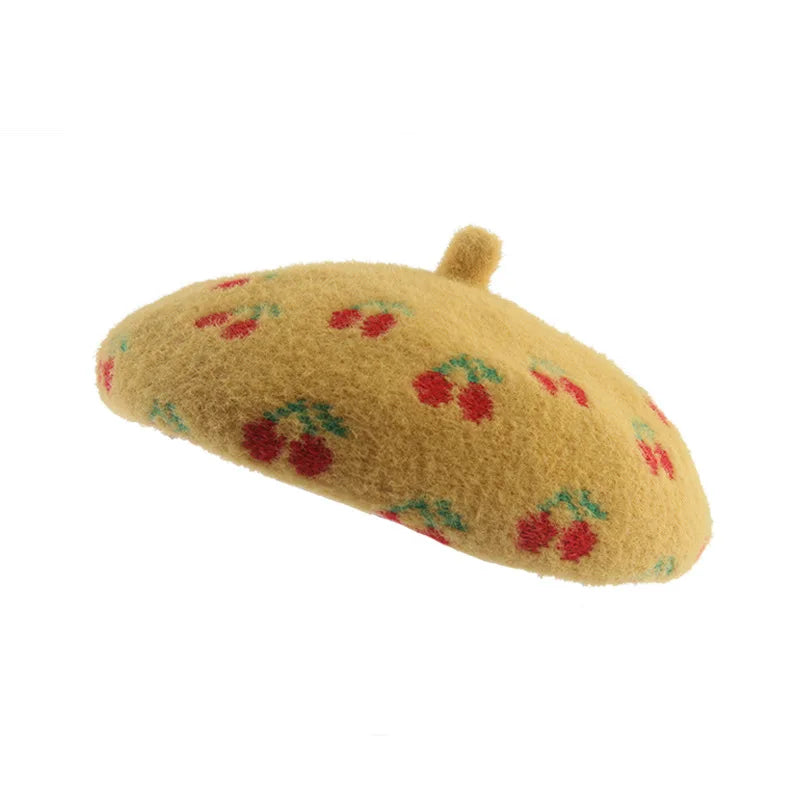 Embroidered Beret Wool Hat