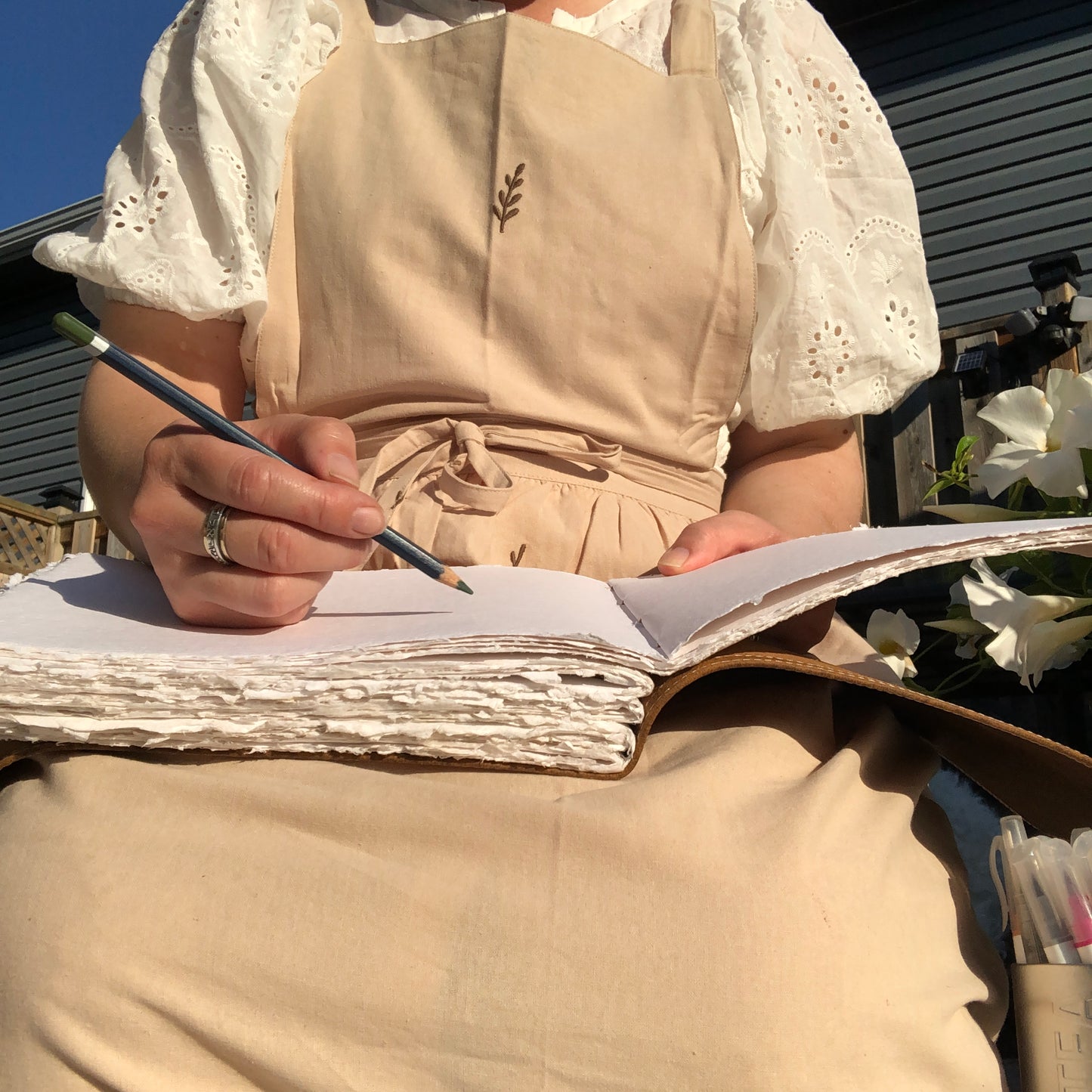 Large Handmade Creative Journal, Watercolour Paper and Carry Bag 8x10