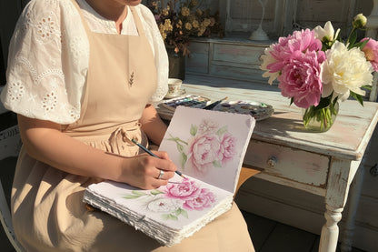 Large Handmade Creative Journal, Watercolour Paper and Carry Bag 8x10