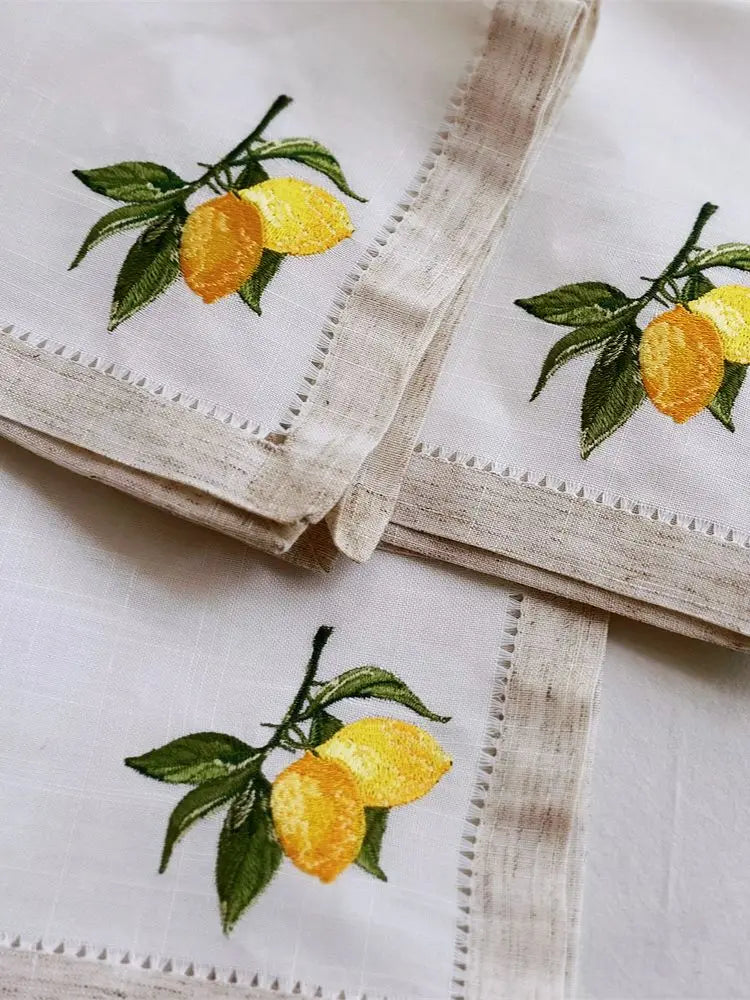 Personalized Lemon Hand Napkin, Name & Date embroidery