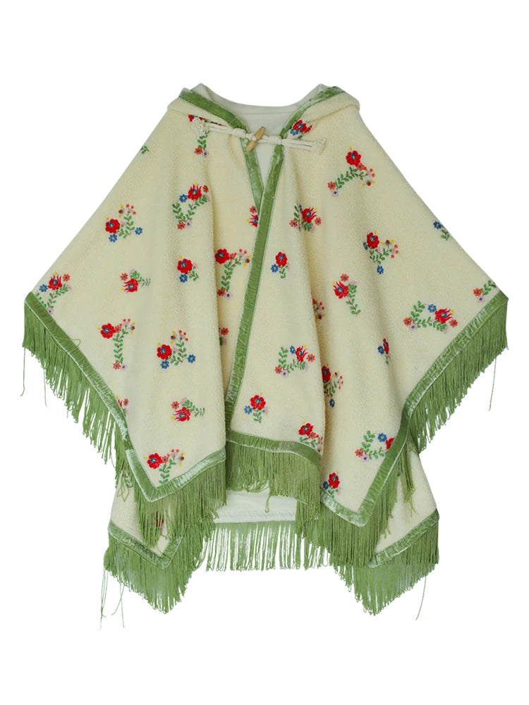 Embroidered Floral Dream Hooded Cloak