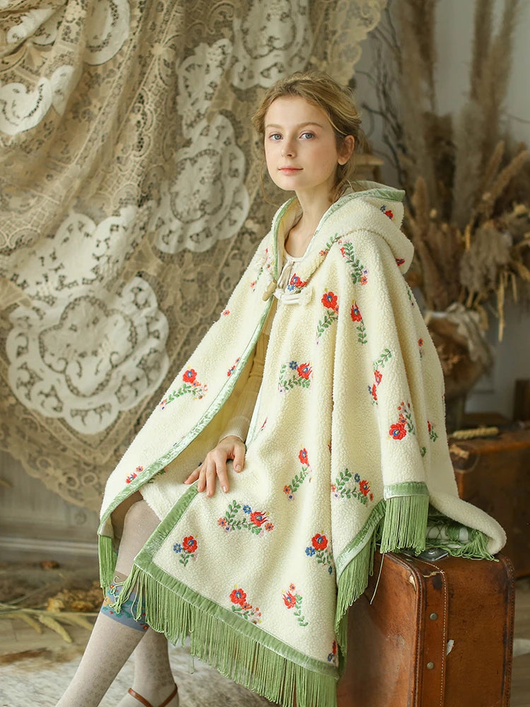Embroidered Floral Dream Hooded Cloak