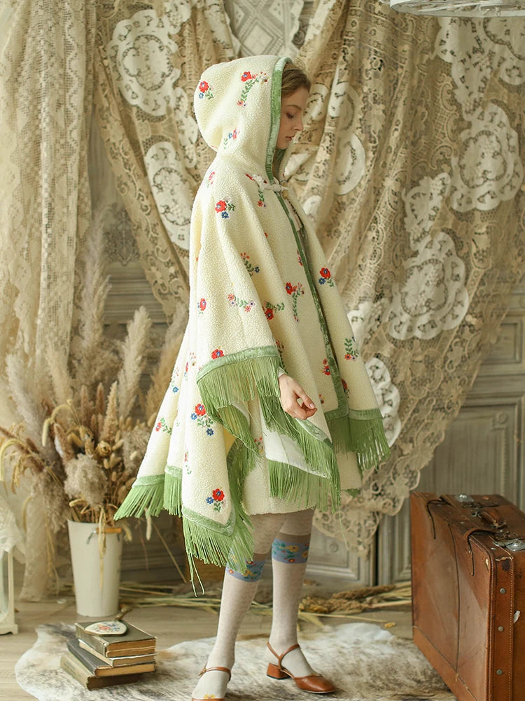 Embroidered Floral Dream Hooded Cloak