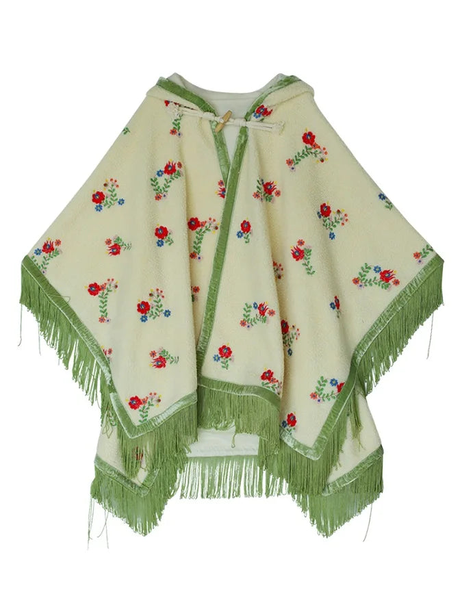 Embroidered Floral Dream Hooded Cloak