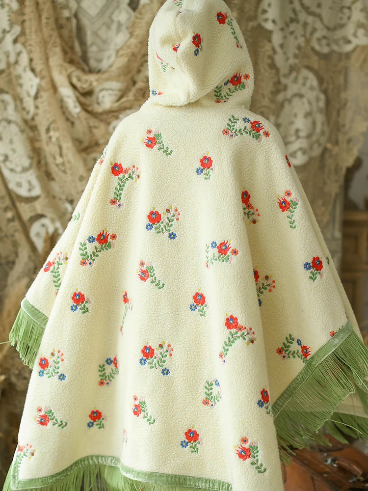 Embroidered Floral Dream Hooded Cloak